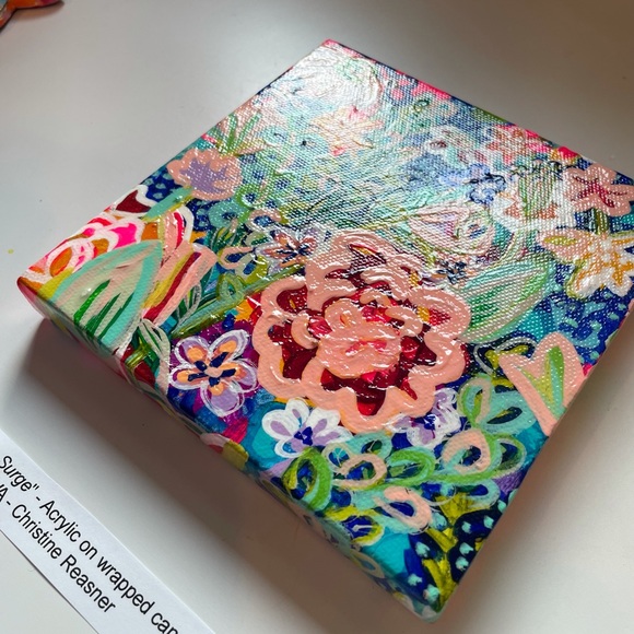 SOLD Original Art - Acrylic Contemporary Painting, Flowers, Garden/Surf Vibes - Picture 12 of 13